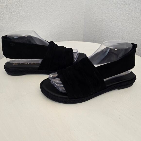 Tory Burch Shoes - Tory Burch Women's Black Suede Leather Slingback Espadrille Sandals Size 7